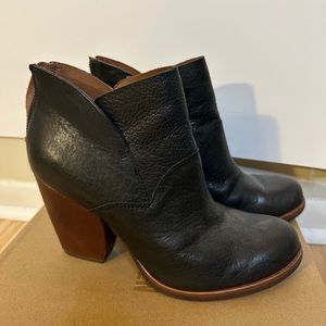Kork Ease Black Booties with Brown Heel